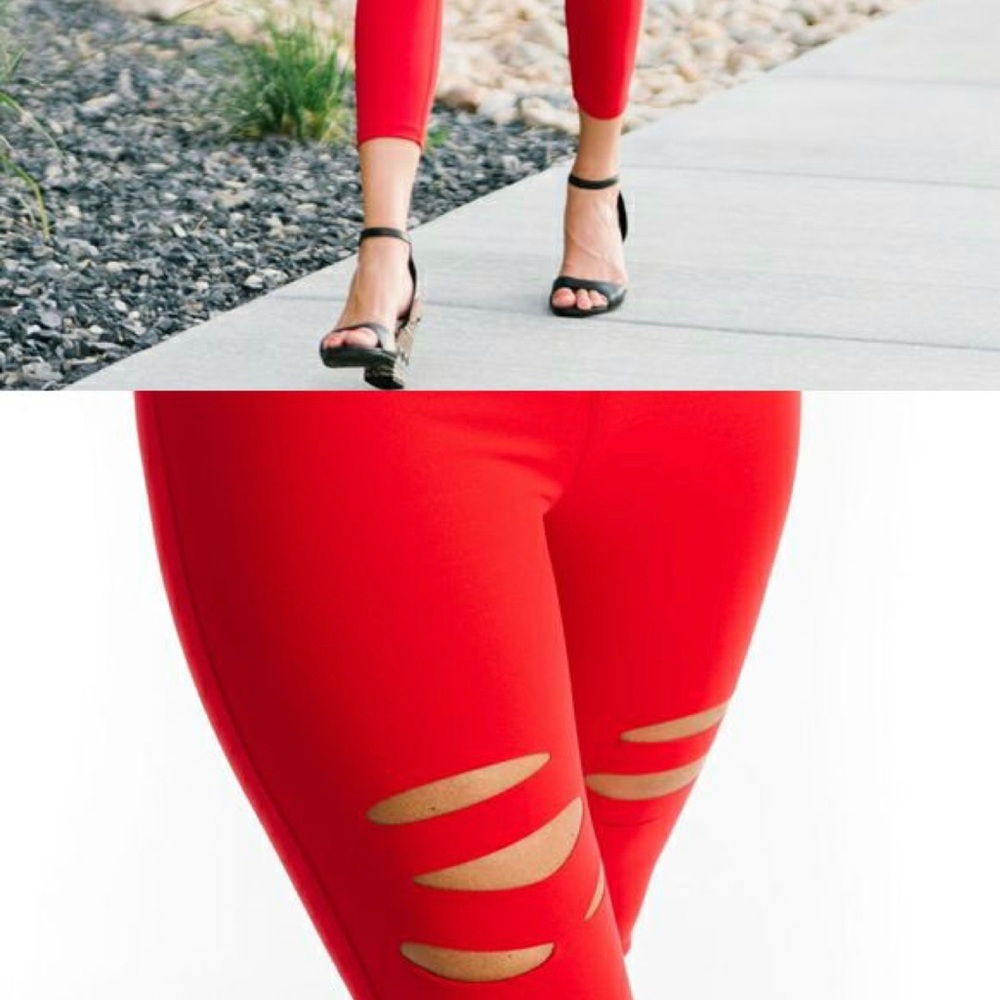 Zyia red slash luxe leggings